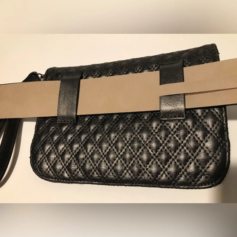 NWOT Vintage Vince Comuto Vegan Leather Belt Purse Fanny Pack Black Large 42 In